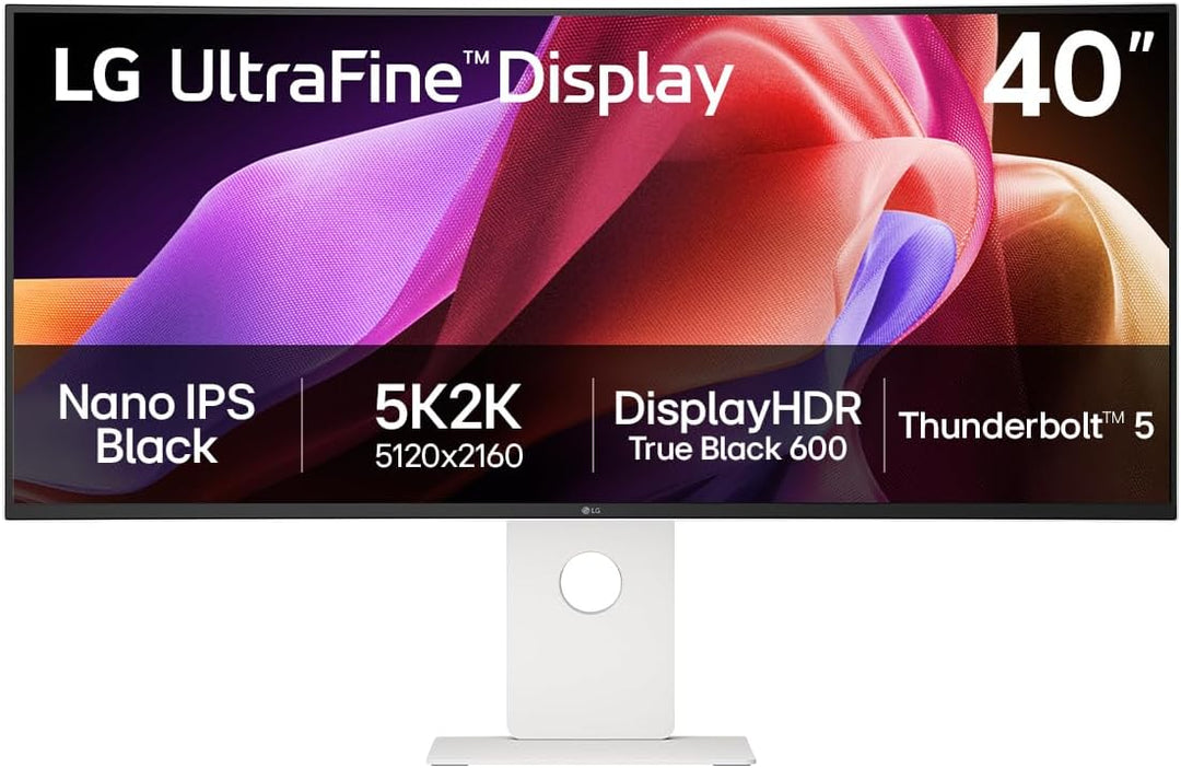 LG UltraFine Monitor 40U990A - Curved UltraWide 5K2K (5120 x 2160p) Nano IPS Black 40 Inch, 120Hz, 5ms, DCI-P3 99%, HDR 600, FreeSync Premium, Speakers, Thunderbolt 5, HDMI 2.1, DP2.1, White