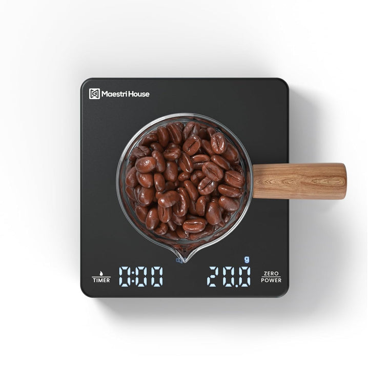 Maestri House Mini Coffee Scale with Timer, Rechargeable Espresso Scale, 2kg/0.1g Accurate Scale for Espresso and Pour-Over Coffee, Portable Digital Kitchen Scale with Automatic Timing
