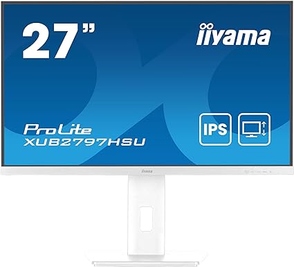 Iiyama XUB2797HSU-W2 27 inch IPS white bezel, 100Hz, 1ms (MPRT), 1920x1080, HDMI/DP, 2 x USB, Height Adjustable Stand, TCO09 & TUV-GS, 5 Yr Warranty