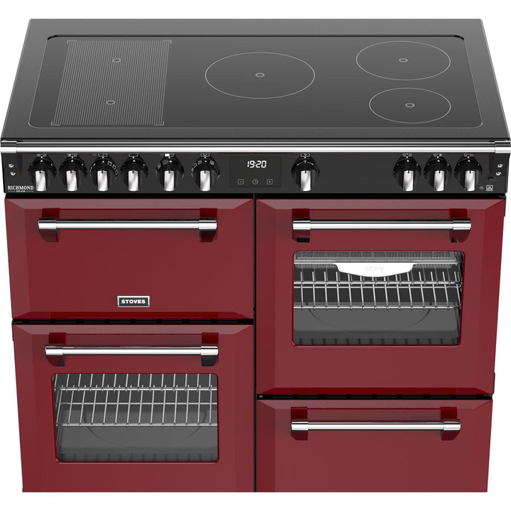 Stoves Richmond Deluxe 100Ei 100cm wide Electric Range Cooker with Induction Hob - Garnet Red - A Rated