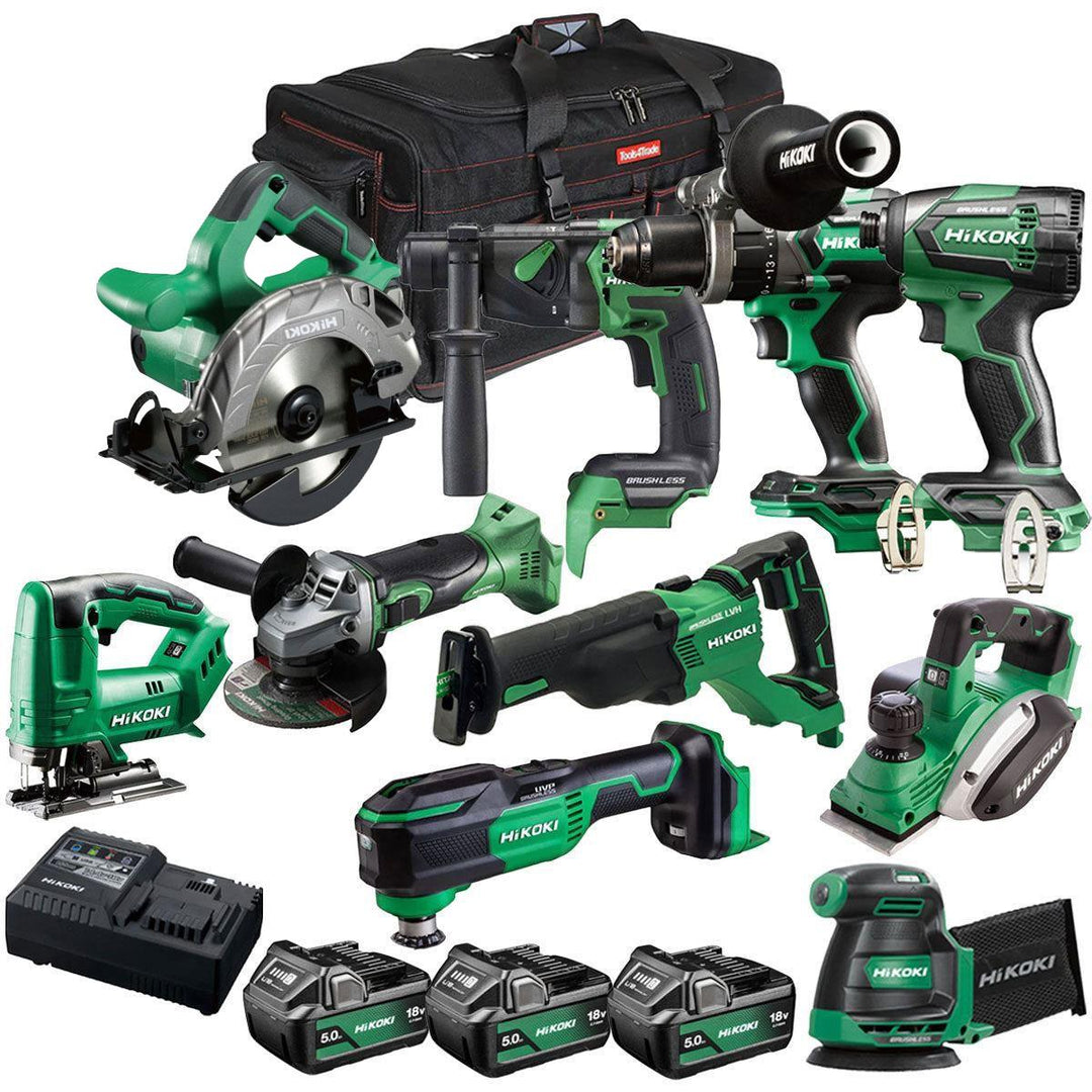 Hikoki 18V 10 Piece Power Tool Combo Kit with 3 x 5.0Ah Battery & Charger T4TKIT-27293