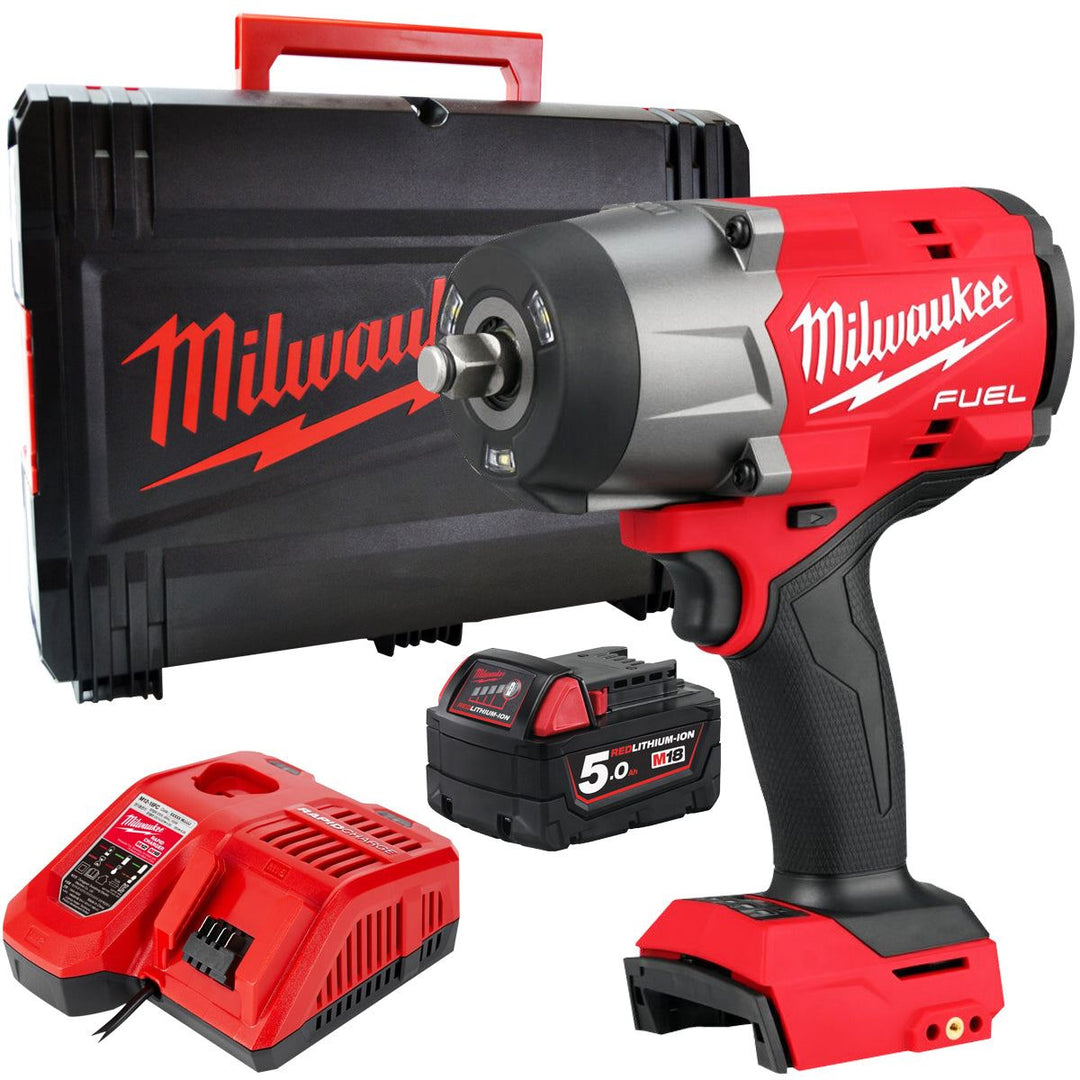 Milwaukee M18FHIW2F12-0X 18V Fuel Brushless 1/2" High Torque Impact Wrench with 1 x 5.0Ah Battery Charger &amp; Case