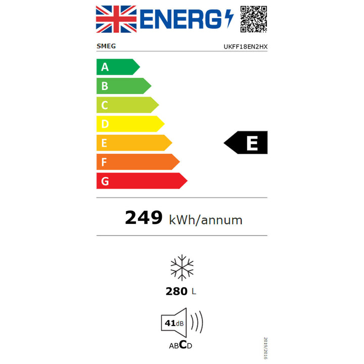 Smeg UKFF18EN2HX, Freezer, E Rated in Stainless Steel