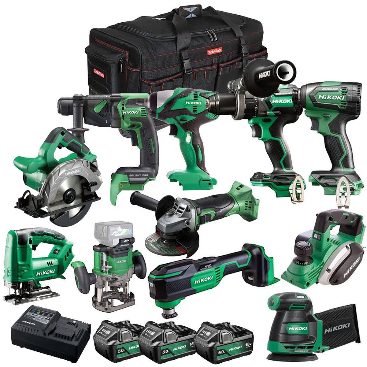 Hikoki 18V 11 Piece Power Tool Combo Kit with 3 x 5.0Ah Battery & Char ...