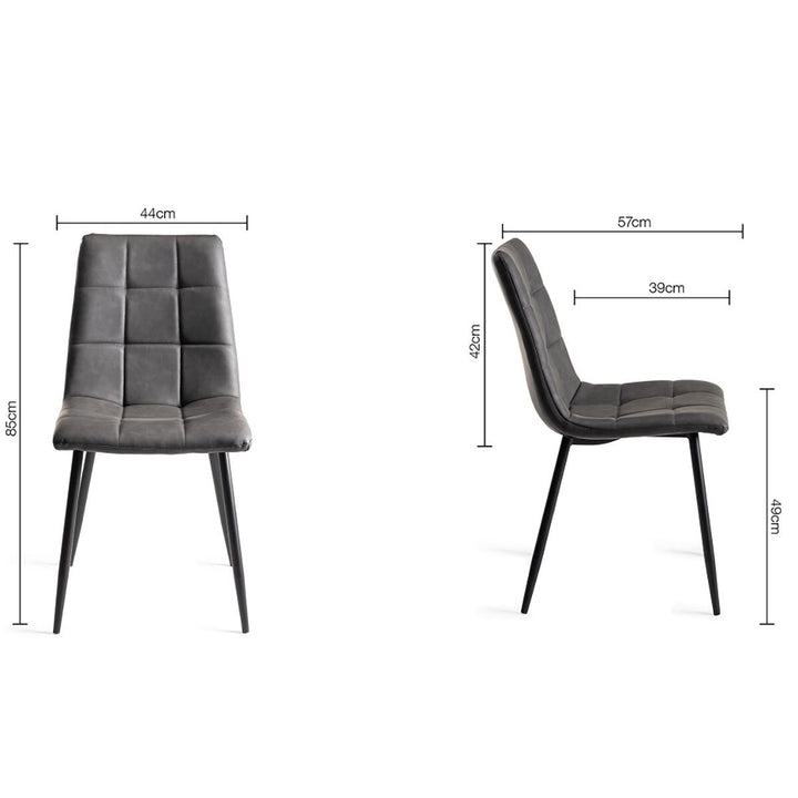 Marlow Grey Faux Leather Tapered Back Dining Chair, 2 Pack