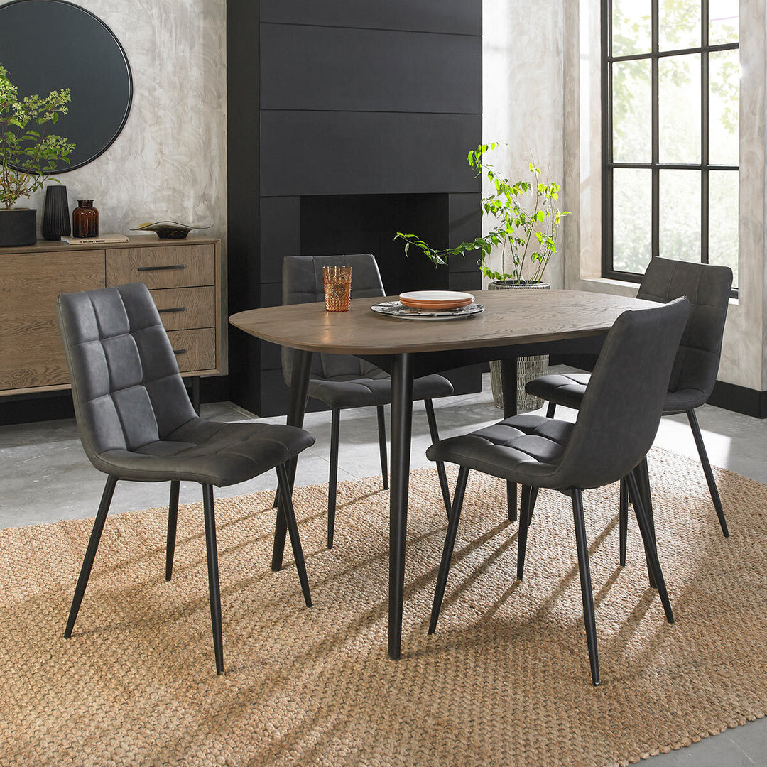 Marlow Grey Faux Leather Tapered Back Dining Chair, 2 Pack