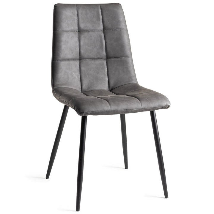 Marlow Grey Faux Leather Tapered Back Dining Chair, 2 Pack
