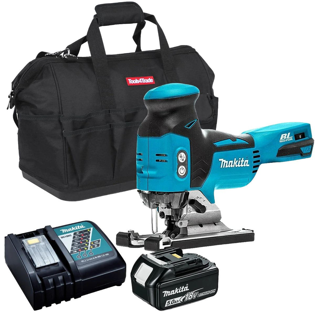 Makita DJV181Z 18V Brushless Barrel Handle Jigsaw With 1 x 5.0Ah Battery Charger &amp; Bag