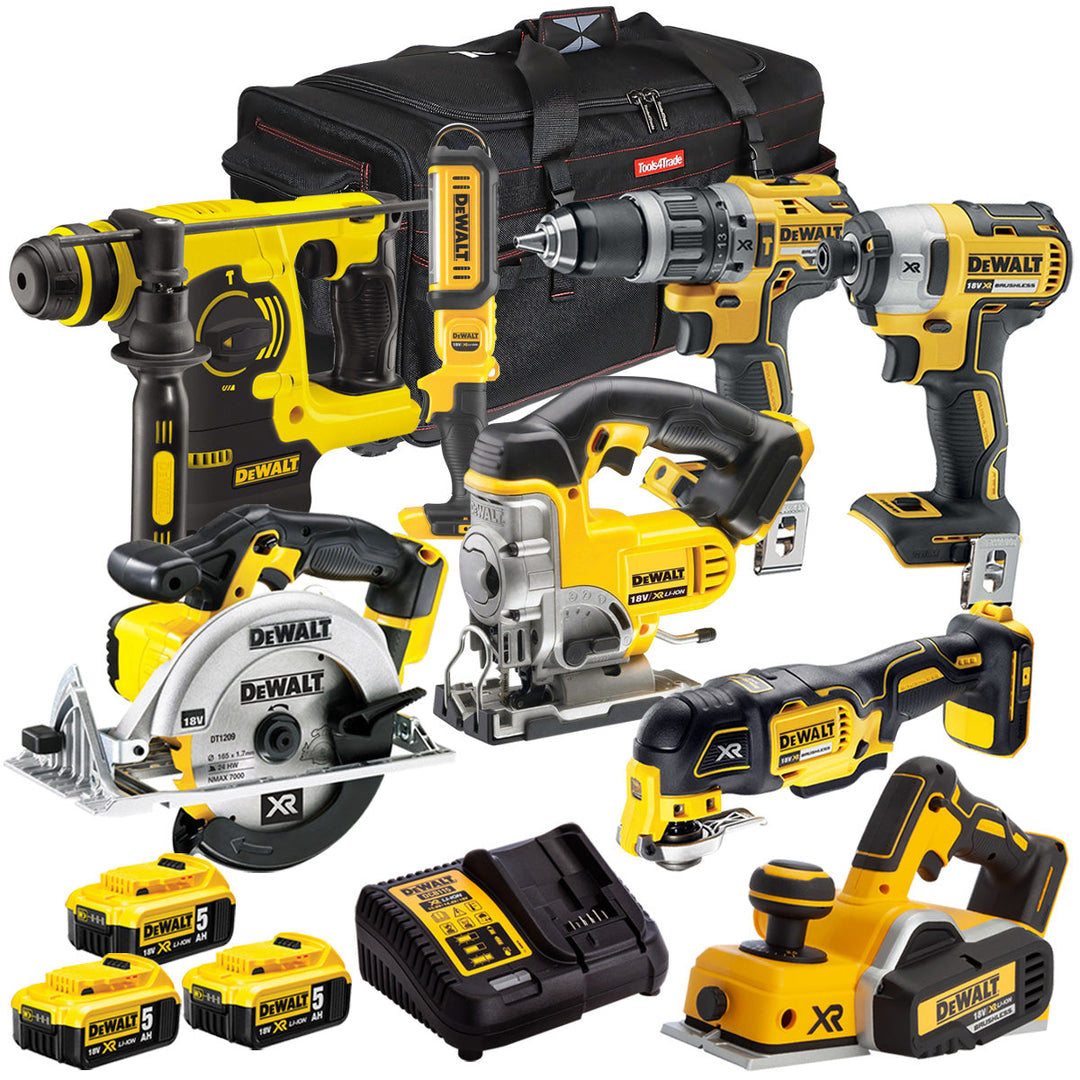 Dewalt 18V 8 Piece Power Tool Kit with 3 x 5.0Ah Battery & Charger T4TKIT-1224