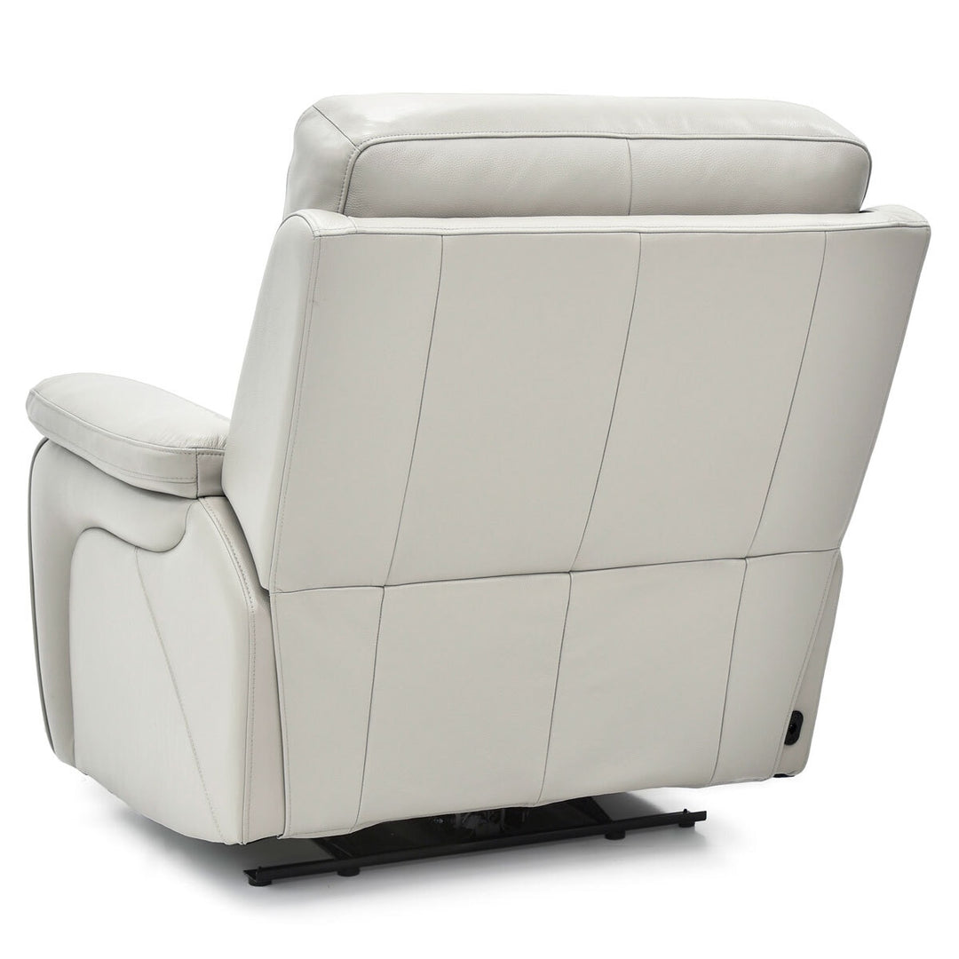 Fletcher Power Light Grey Leather Recliner Reclining Armchair Headrest Foam Arm