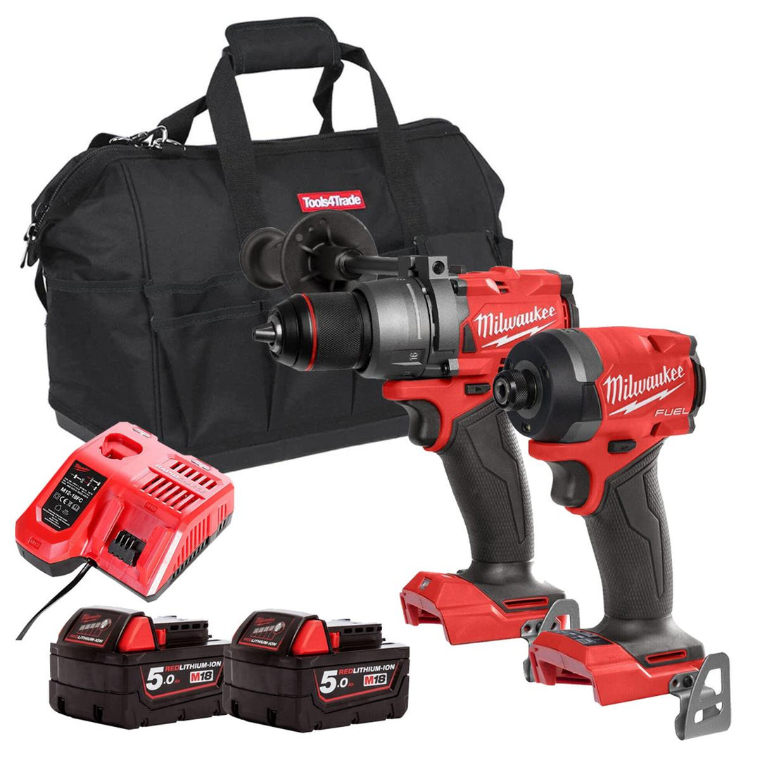 Milwaukee M18FPP2A10-502B M18 Fuel 18V Brushless Twin Kit with 2 x 5.0Ah Battery, Charger & Bag