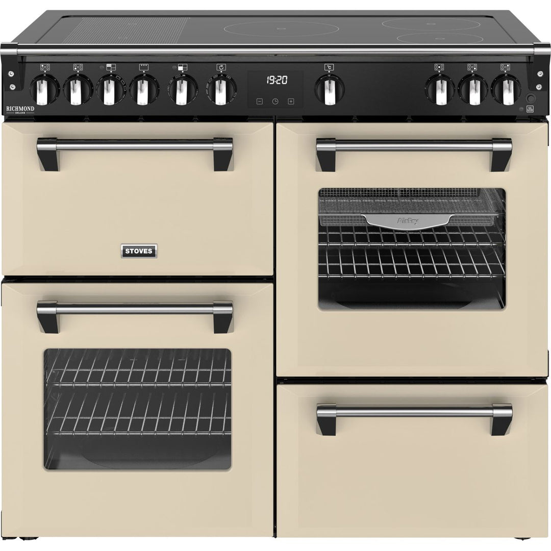 Stoves Richmond Deluxe 100Ei RTY 100cm wide Electric Range Cooker with Induction Hob - Cream - A/A/A Rated