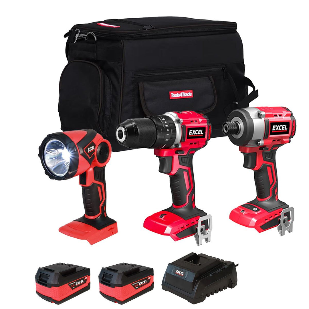 Excel 18V 3 Piece Power Tool Kit with 2 x 5.0Ah Battery & Charger EXLKIT-16281