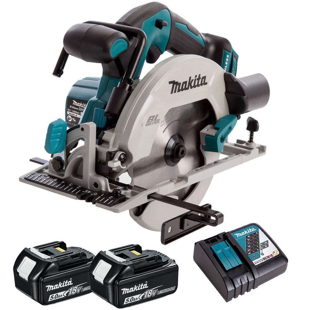 Makita DHS680Z 18V 165mm Brushless Circular Saw with 2 x 5.0Ah Battery &amp; Charger