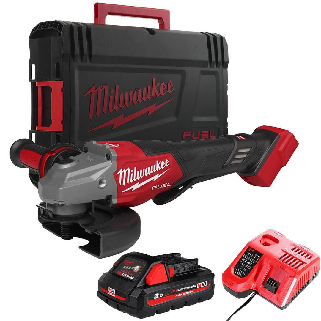 Milwaukee M18FHSAG125XPDB2-0X 18V 125mm Angle Grinder with 1 x 3.0Ah Battery Charger & Case