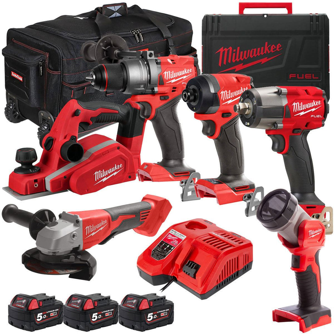 Milwaukee 18V 6 Piece Power Tool Kit with 3 x 5.0Ah Batteries T4TKITM-112