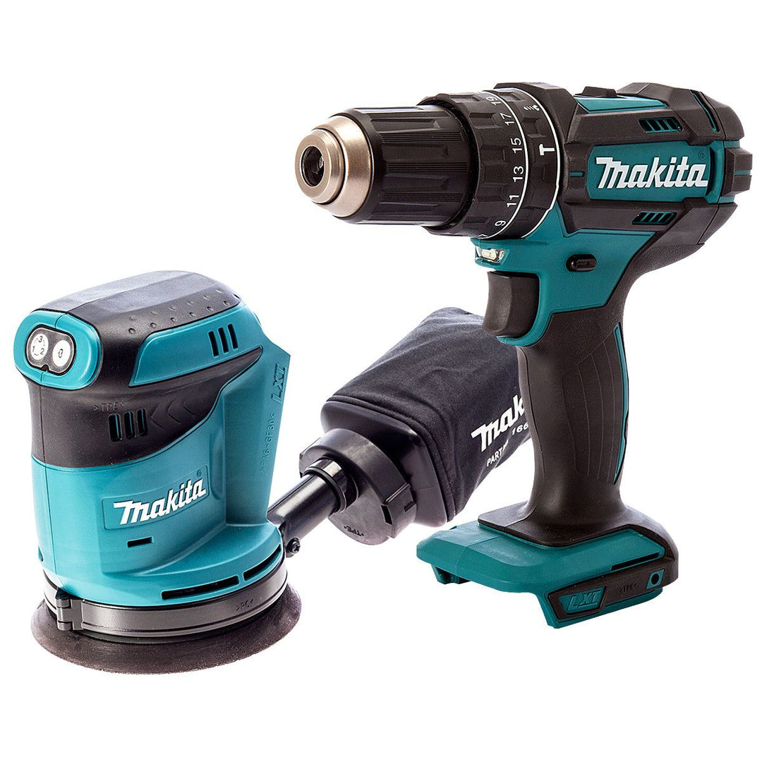 Makita 18V 2 Speed Combi Drill &amp; 125mm Random Orbit Sander T4TKIT-460
