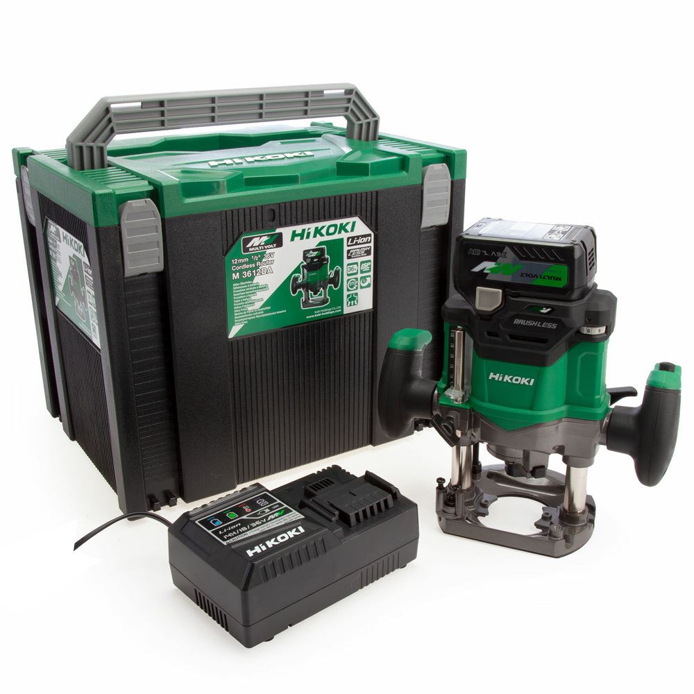 HiKOKI M3612DAJPZ 36V Brushless 1/2" Router with 1 x 2.5Ah Battery Charger & Case