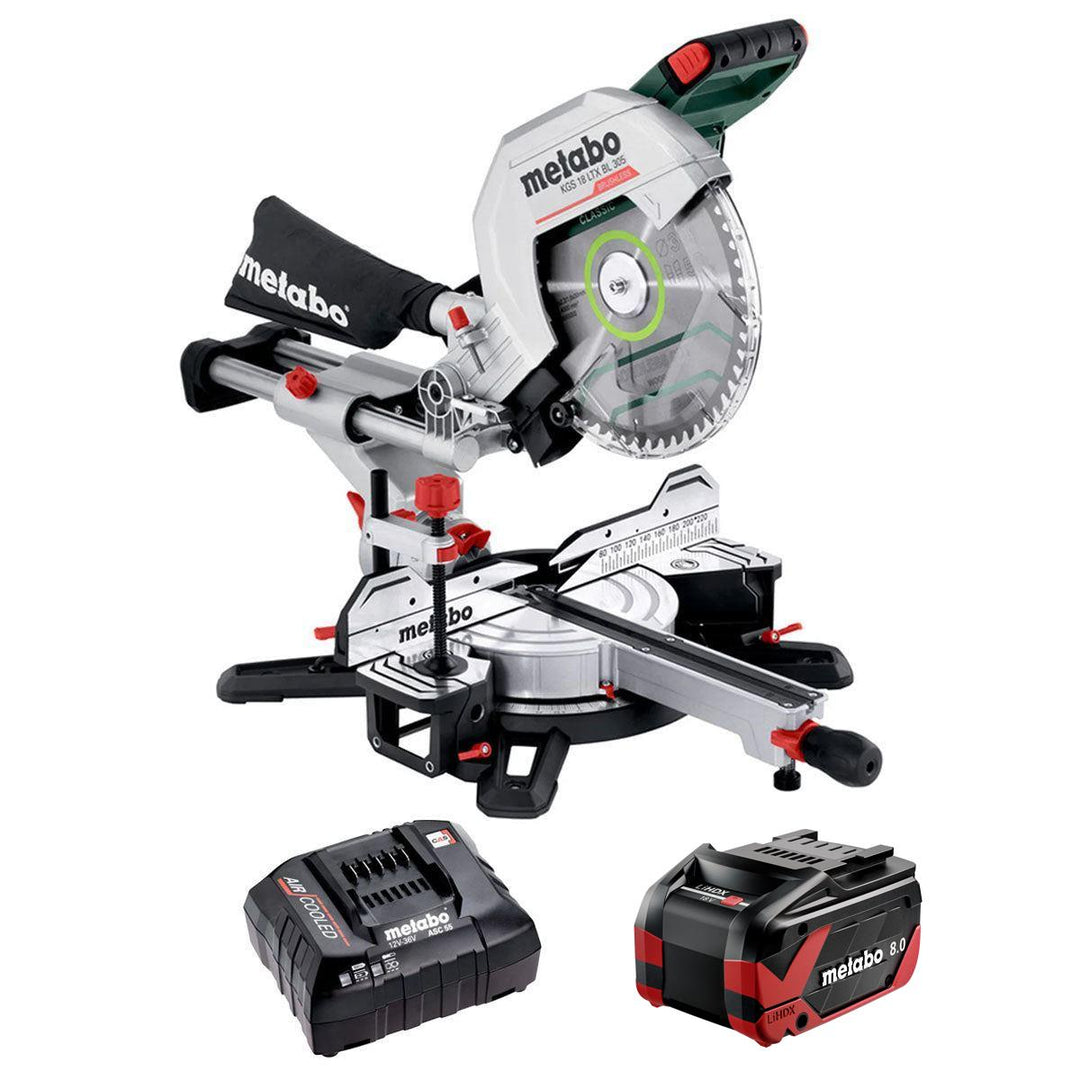 Metabo KGS 18 LTX BL 305 18V 305mm Brushless Mitre Saw with 1 x 8.0Ah Battery & Charger