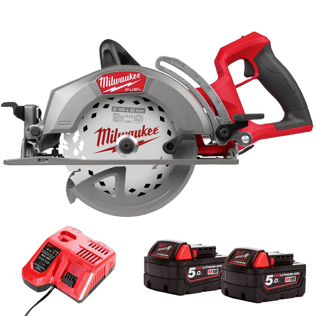 Milwaukee M18FCSRH662-0 M18 FUEL Gen 2 18V Brushless Circular Saw with 2 x 5.0Ah Battery &amp; Charger