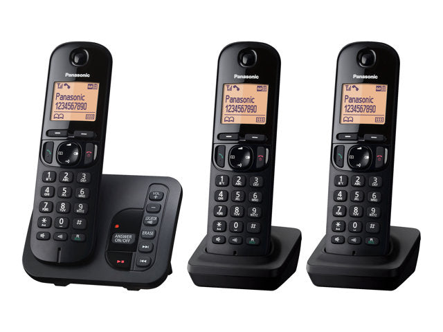 TieDex UK Panasonic KX-TGC223E - cordless phone - answering system with caller ID/call waiting + 2 additional handsets - 3-way call capability