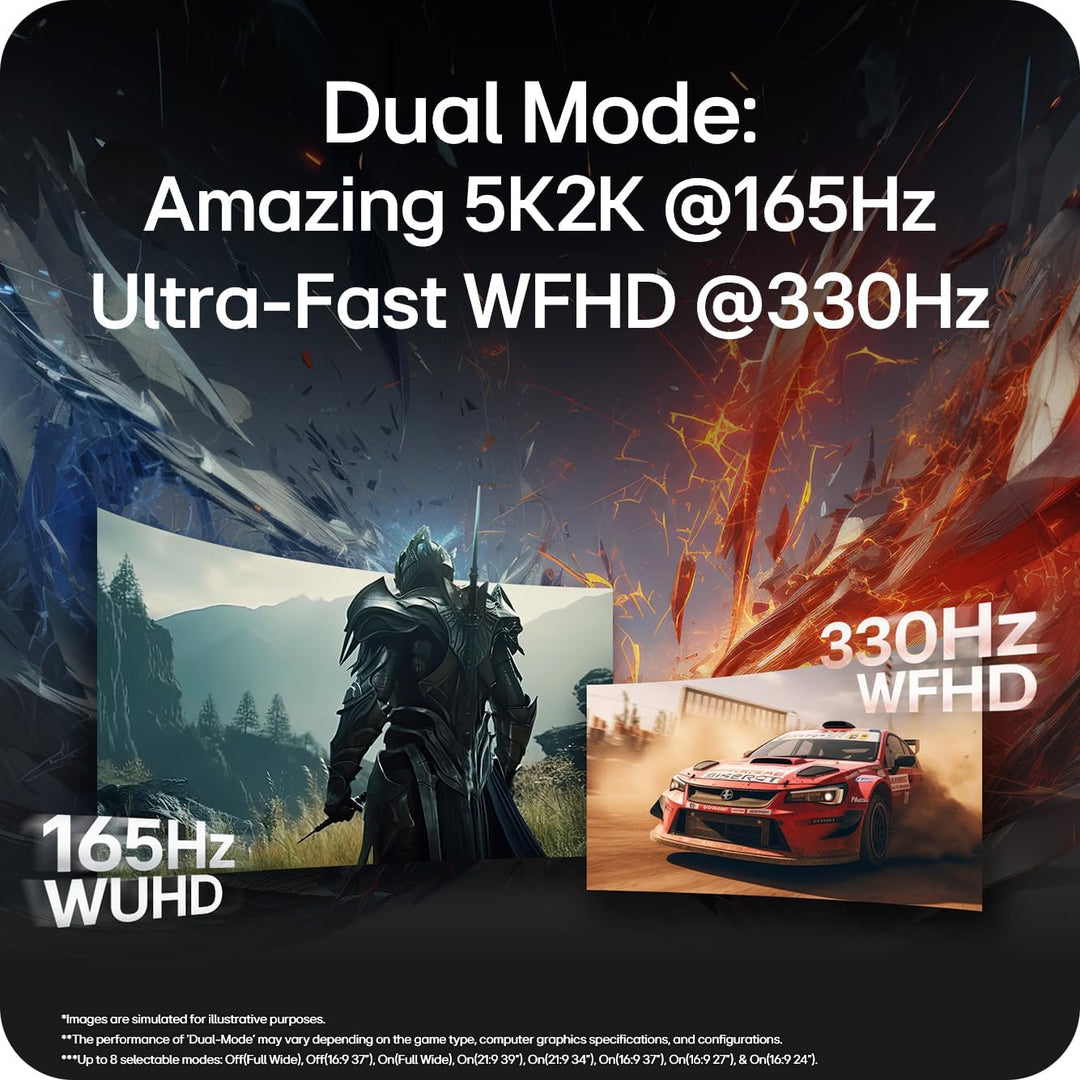 LG UltraGear OLED GX9 Gaming Monitor 45GX950A-B - 5K2K 45 Inch WOLED Curved, Dual-mode 165-330Hz, 0.03ms, 275-1300nits, FreeSync Premium Pro, HDR 400, Speakers, DP 2.1, HDMI 2.1, USB-C, Black