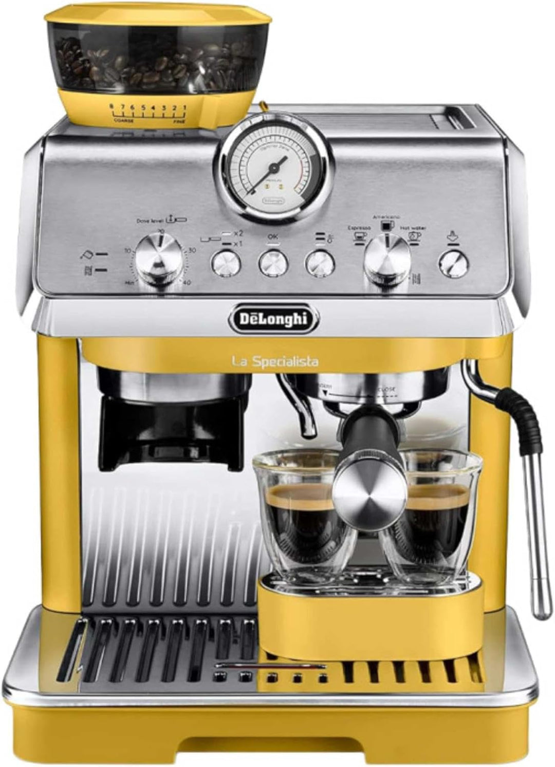 De'Longhi La Specialista Arte EC9155.YE, Barista Pump Espresso Machine, Bean to Cup Coffee and Cappuccino Maker, 8 Grinding Settings, MyLatte Art Frothing Wand, 1550W, Yellow
