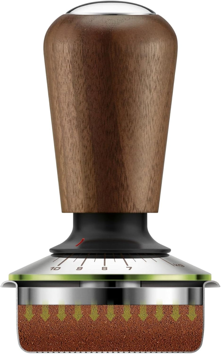 Sage - The Force Gauge Tamper 58mm - Self-Levelling Espresso Tamper, Consistent Pressure, Stainless Steel &amp; Walnut, Compatible with 58mm Sage Portafilters