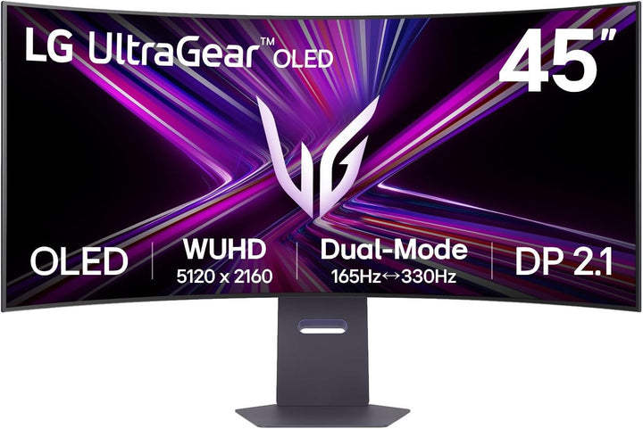 LG UltraGear OLED GX9 Gaming Monitor 45GX950A-B - 5K2K 45 Inch WOLED Curved, Dual-mode 165-330Hz, 0.03ms, 275-1300nits, FreeSync Premium Pro, HDR 400, Speakers, DP 2.1, HDMI 2.1, USB-C, Black