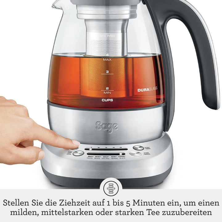 Sage - The Tea Maker Compact - Smart Tea Infuser with 5 Presets for Green, White, Oolong, Herbal & Black - Variable Temperature & Steep Time - 4 Cup / 1L Capacity - Smoked Hickory