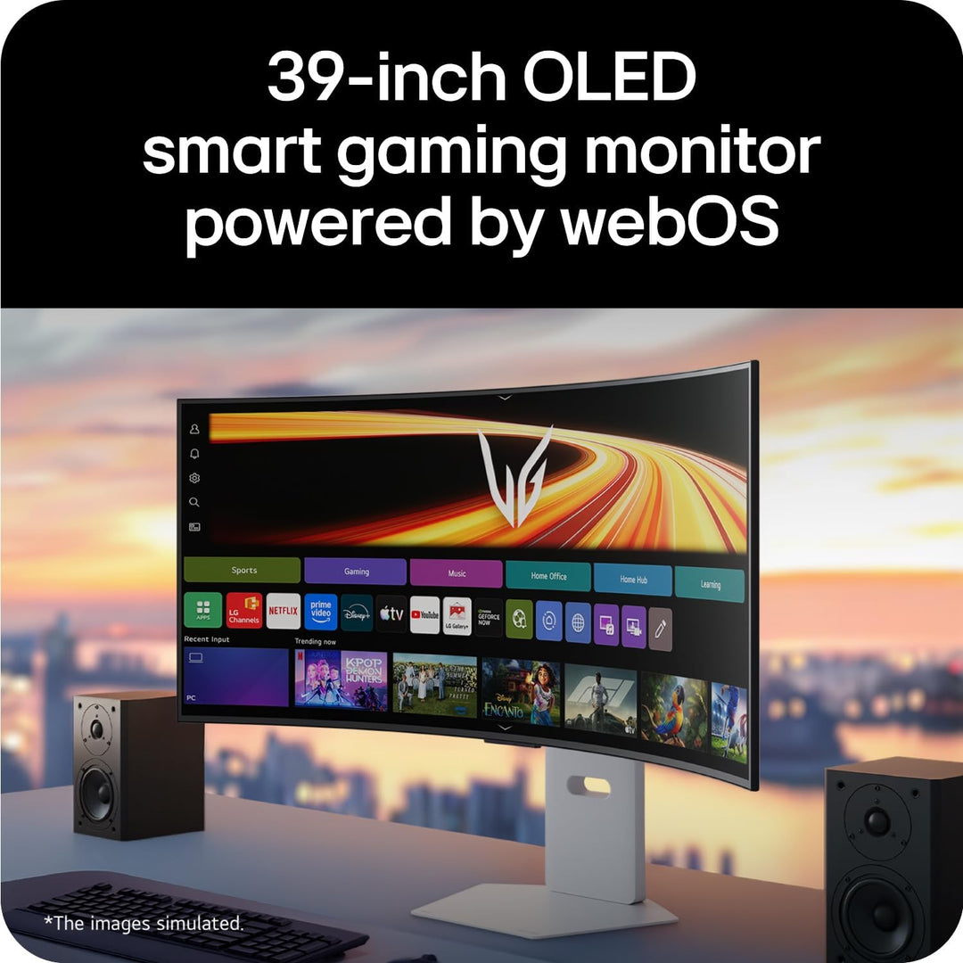 LG UltraGear™ OLED GX9s 39GX90SB-W 39 inch UWQHD Curved Smart Gaming Monitor | webOS, 240Hz, 0.03ms, WOLED 1300 nits, HDR True Black 400, AI Picture &amp; Sound, DP 1.4(DSC), HDMI 2.1 &amp; USB-C 65W