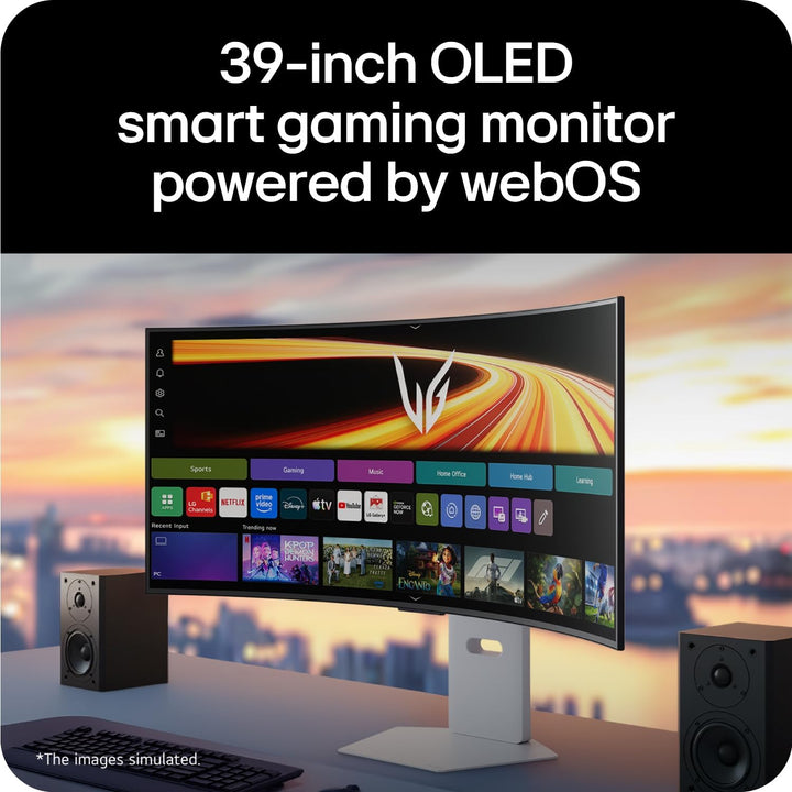 LG UltraGear™ OLED GX9s 39GX90SB-W 39 inch UWQHD Curved Smart Gaming Monitor | webOS, 240Hz, 0.03ms, WOLED 1300 nits, HDR True Black 400, AI Picture &amp; Sound, DP 1.4(DSC), HDMI 2.1 &amp; USB-C 65W