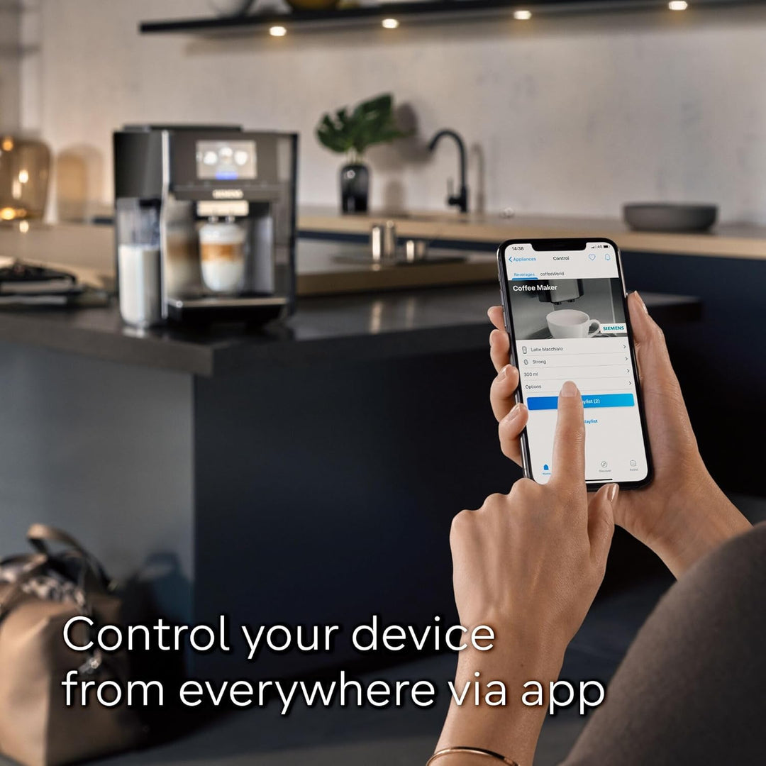 SIEMENS EQ700 Fully Automatic Bean to Cup Coffee Machine, 5" Touch Screen Display, Cold Brew/Slow Brew, Integrated Milk Container, 30+ Coffee Beverages with Home Connect, TQ717GB3