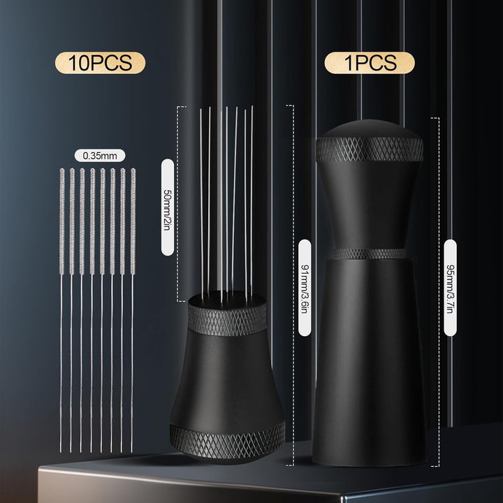 Wdt Tool, Aluminium Wdt Tool Espresso with 7 Espresso Needles 0.3 mm, 10 Replacement Needles, Aluminium Wdt Tool Espresso with Stand, Espresso Coffee Stirrer, Espresso Coffee Stirrer for