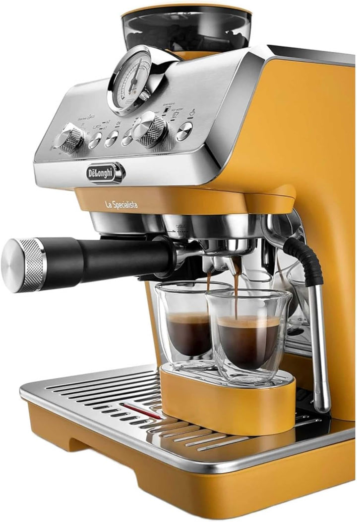De'Longhi La Specialista Arte EC9155.YE, Barista Pump Espresso Machine, Bean to Cup Coffee and Cappuccino Maker, 8 Grinding Settings, MyLatte Art Frothing Wand, 1550W, Yellow