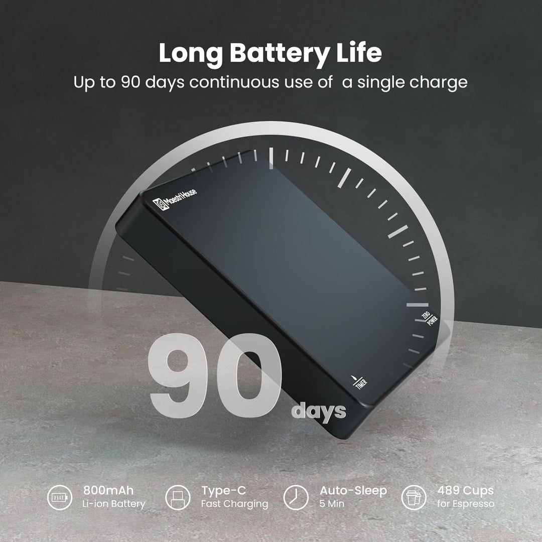 Maestri House Mini Coffee Scale with Timer, Rechargeable Espresso Scale, 2kg/0.1g Accurate Scale for Espresso and Pour-Over Coffee, Portable Digital Kitchen Scale with Automatic Timing