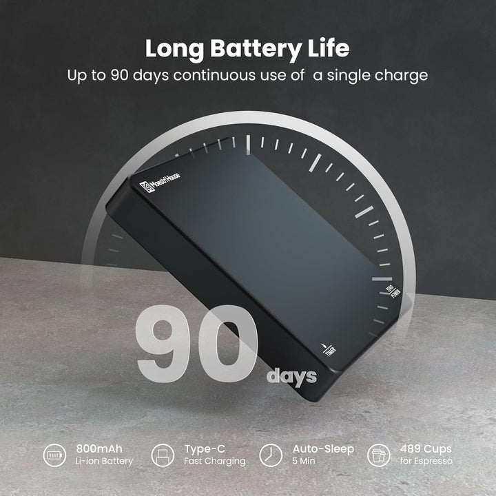 Maestri House Mini Coffee Scale with Timer, Rechargeable Espresso Scale, 2kg/0.1g Accurate Scale for Espresso and Pour-Over Coffee, Portable Digital Kitchen Scale with Automatic Timing