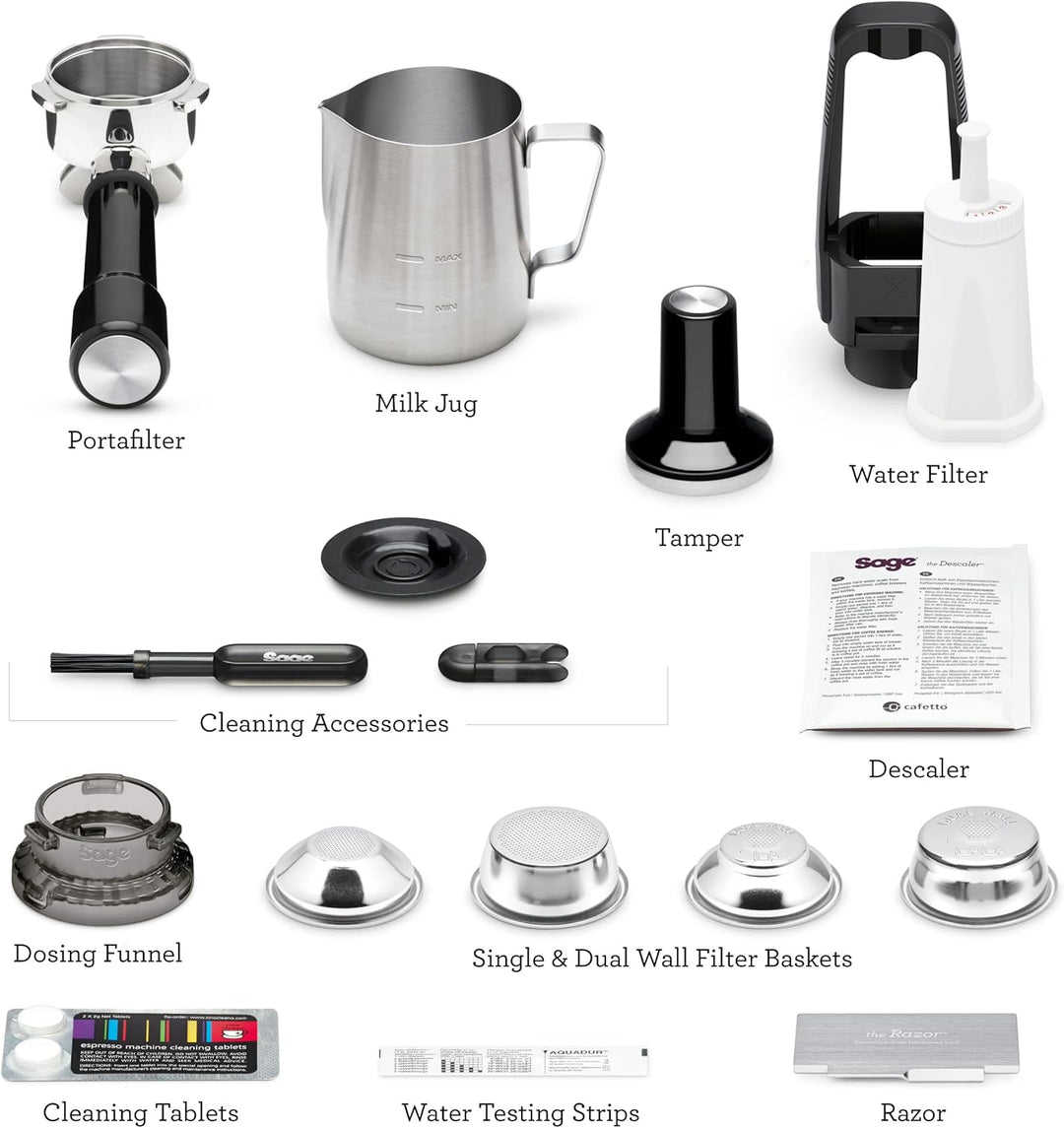 Sage - The Barista Touch - Bean to Cup Coffee Machine with Grinder, Milk Frother and With Cold Brew Fuction, Latte, Cappucino, Espresso Maker, 5 Presets, 2L, 1680 W, With Cleaning Kit, Black Truffle