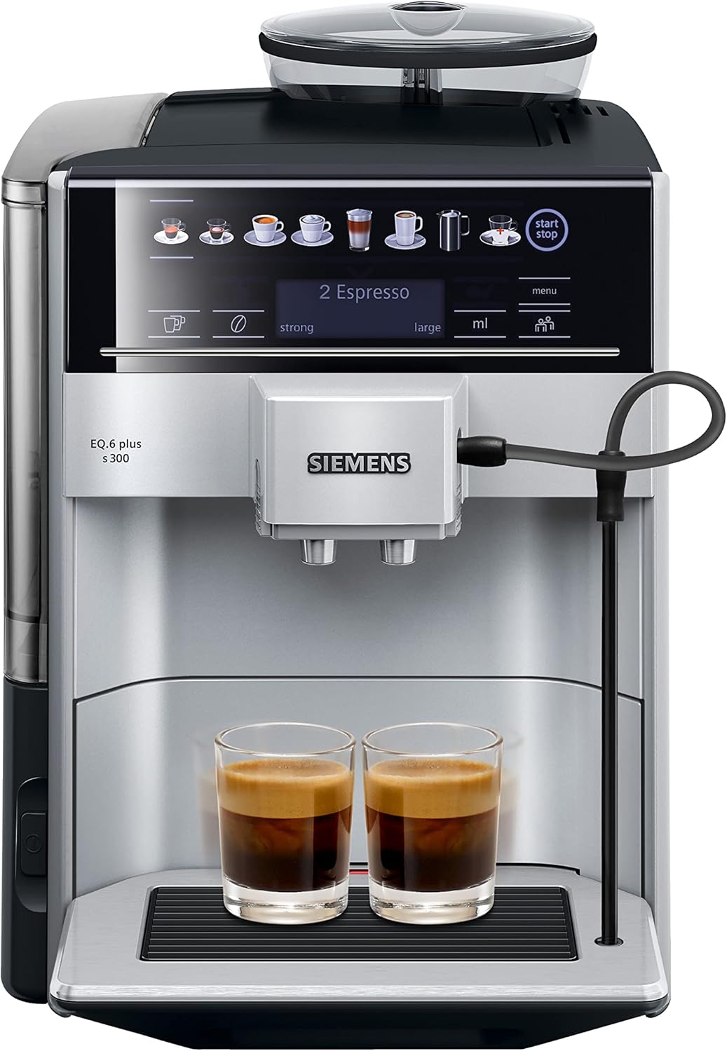 Siemens TE653M11GB EQ6 plus S300, Bean to Cup Fully Automatic Espresso Coffee Machine with milk system, 10 coffee varieties, 2 user profiles - Titanium