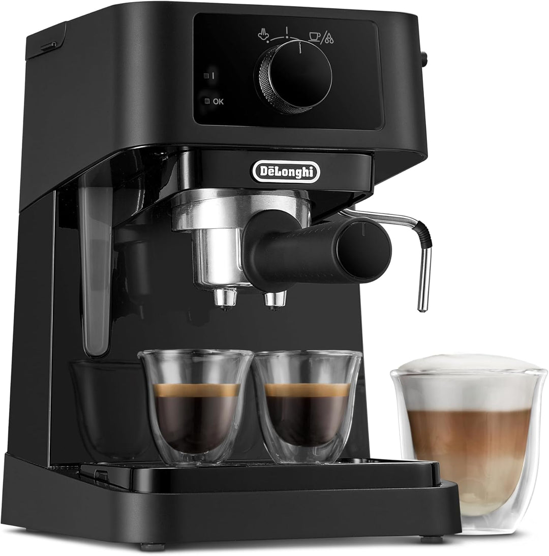 De'Longhi Stilosa EC230.BK, Traditional Barista Pump Espresso Machine, Espresso and Cappuccino, 2 cups, Black