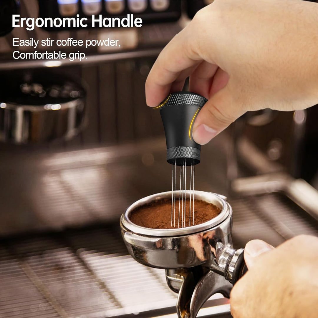 Wdt Tool, Aluminium Wdt Tool Espresso with 7 Espresso Needles 0.3 mm, 10 Replacement Needles, Aluminium Wdt Tool Espresso with Stand, Espresso Coffee Stirrer, Espresso Coffee Stirrer for