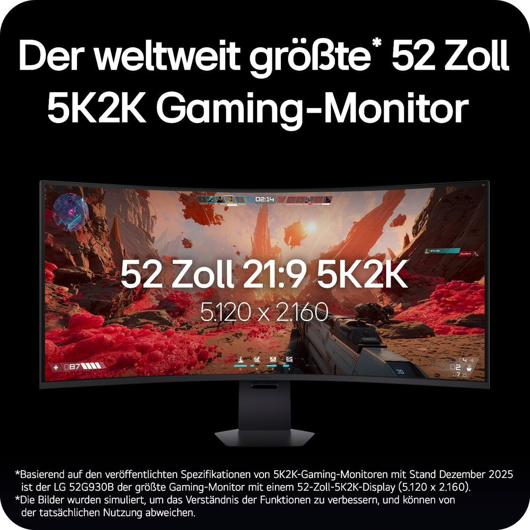 LG 52G930B-B - Ultragear Gaming Monitor, 51.6", VA, 5K2K, (5121x2160), 21:9, 240Hz, 1ms, FreeSync Premium, Flat, Pivotable/Height Adjustable, Black