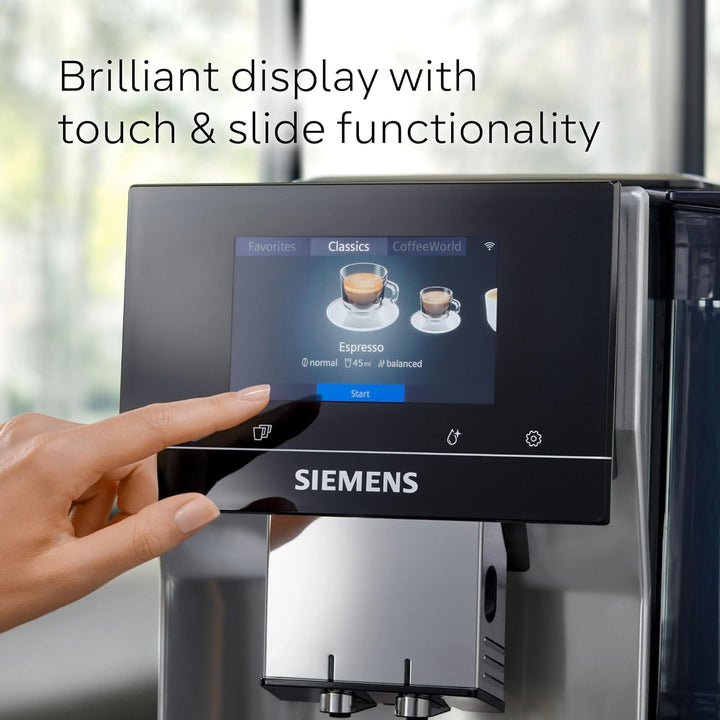 SIEMENS EQ700 Fully Automatic Bean to Cup Coffee Machine, 5" Touch Screen Display, Cold Brew/Slow Brew, Cappuccinatore, 34+ Coffee Beverages, Home Connect, TP715GB1