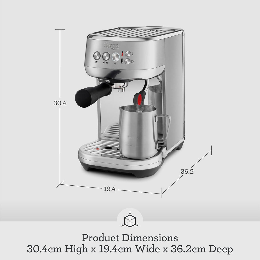 Sage - The Bambino Plus - Compact Coffee Machine with Automatic Milk Frother - 1.9L, 15 bar, 1600 W - Single or Double Shot Espresso Maker, Cappuccino, Latte, Brushed Stainless Steel
