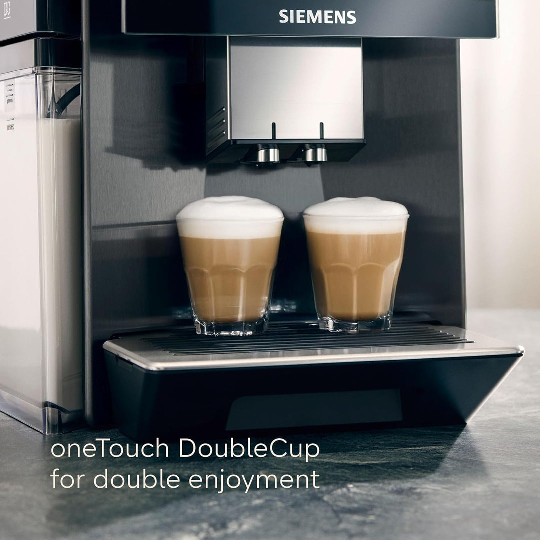 SIEMENS EQ900 Plus Fully Automatic Bean to Cup Coffee Machine, 6.8" Touch Screen Display, Auto Descaling/Cleaning, dual bean containers, baristaMode, beanIdent System, Home Connect, TQ907GZ3