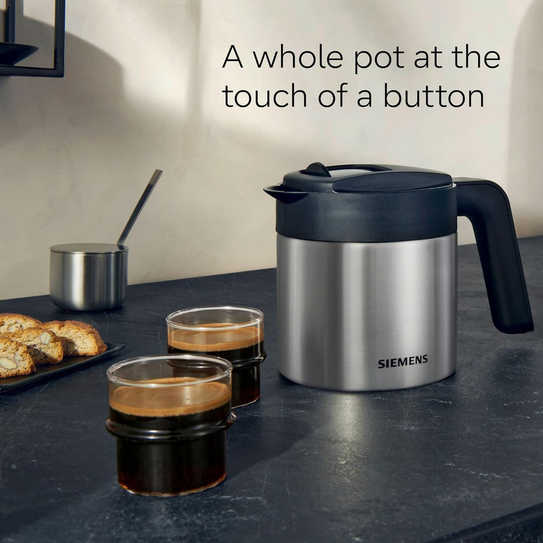 SIEMENS EQ900 Fully Automatic Bean to Cup Coffee Machine, 6.8" Touch Screen Display, Cup Warmer, dualBean System, baristaMode, beanIdent System, 30+ Beverages with Home Connect, TQ907GB3