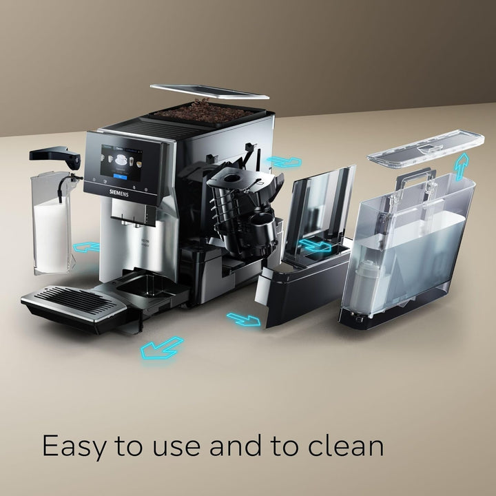 SIEMENS EQ700 Fully Automatic Bean to Cup Coffee Machine, 5" Touch Screen Display, Cold Brew/Slow Brew, Integrated Milk Container, 30+ Coffee Beverages, Home Connect, TQ713GB3