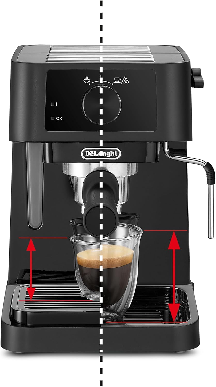 De'Longhi Stilosa EC230.BK, Traditional Barista Pump Espresso Machine, Espresso and Cappuccino, 2 cups, Black
