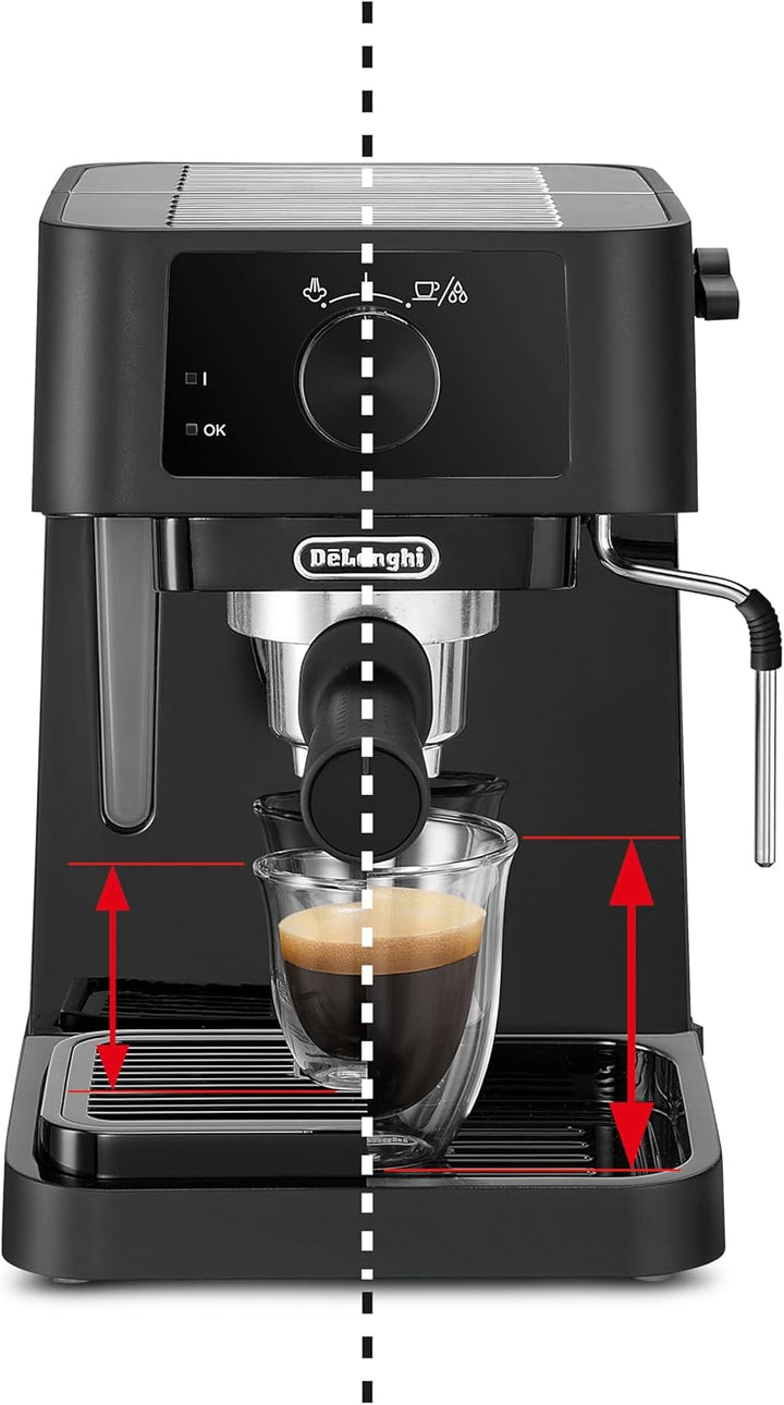 De'Longhi Stilosa EC230.BK, Traditional Barista Pump Espresso Machine, Espresso and Cappuccino, 2 cups, Black