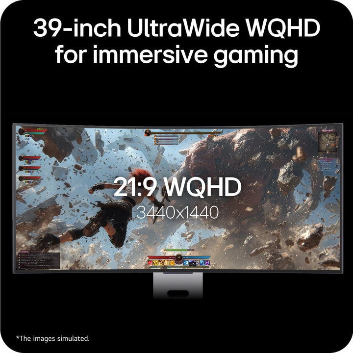 LG UltraGear™ OLED GX9s 39GX90SB-W 39 inch UWQHD Curved Smart Gaming Monitor | webOS, 240Hz, 0.03ms, WOLED 1300 nits, HDR True Black 400, AI Picture &amp; Sound, DP 1.4(DSC), HDMI 2.1 &amp; USB-C 65W